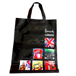 Harrods Black London Iconic Imagery Tote Bag